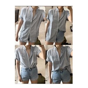 STRIPED SHORT SLEEVES BUTTON DOWN POLO SHIRT